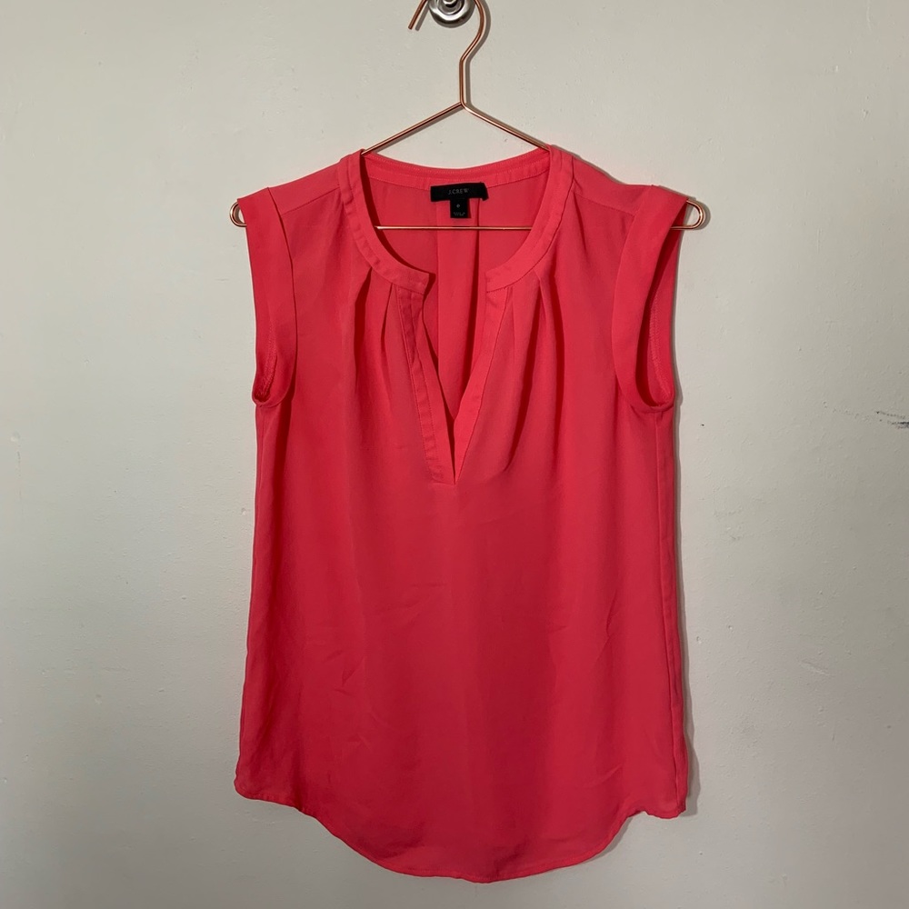 Jcrew | coral notched neck blouse office spring casual size 0